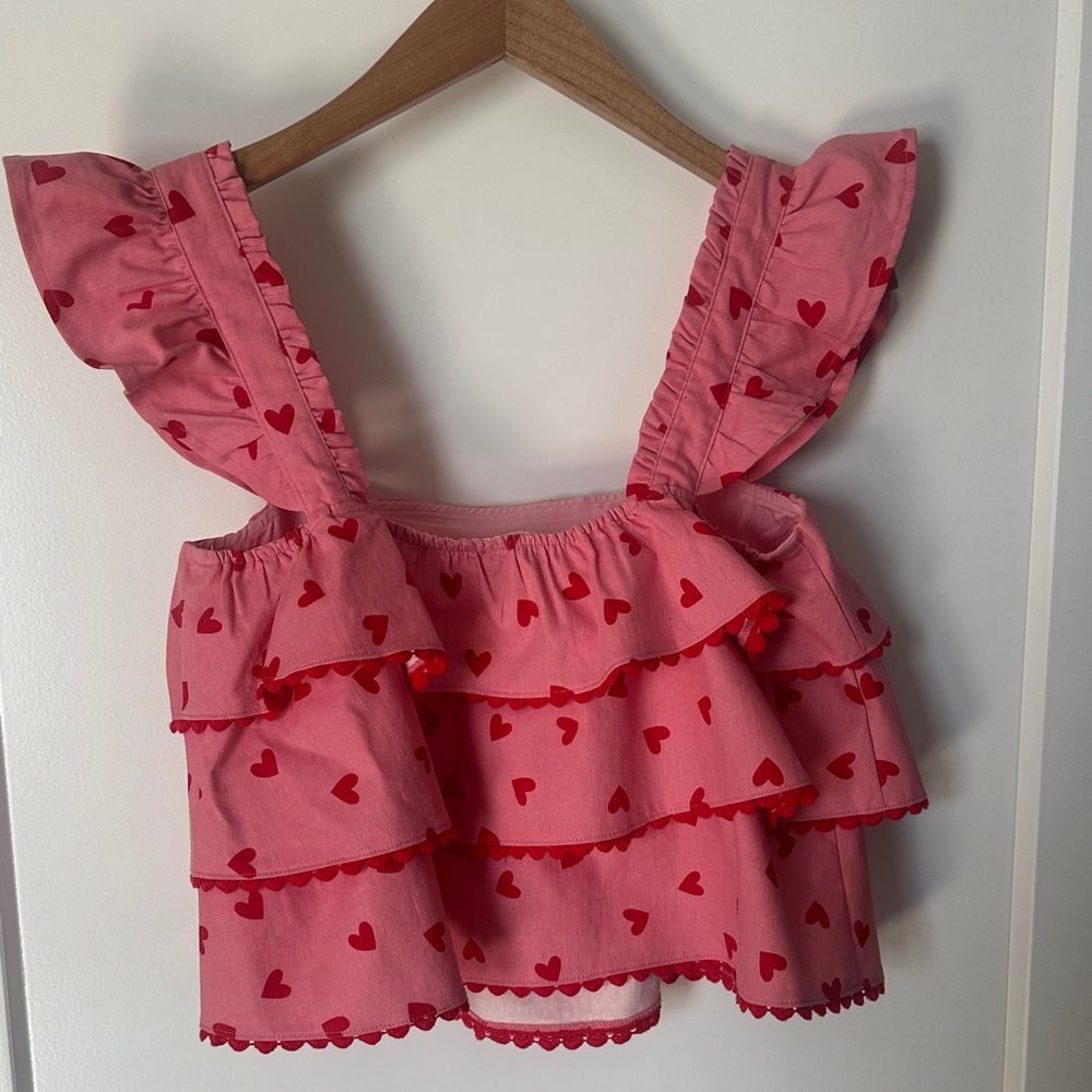 Pink Heart Ruffle Crop Top - Picture 3 of 3